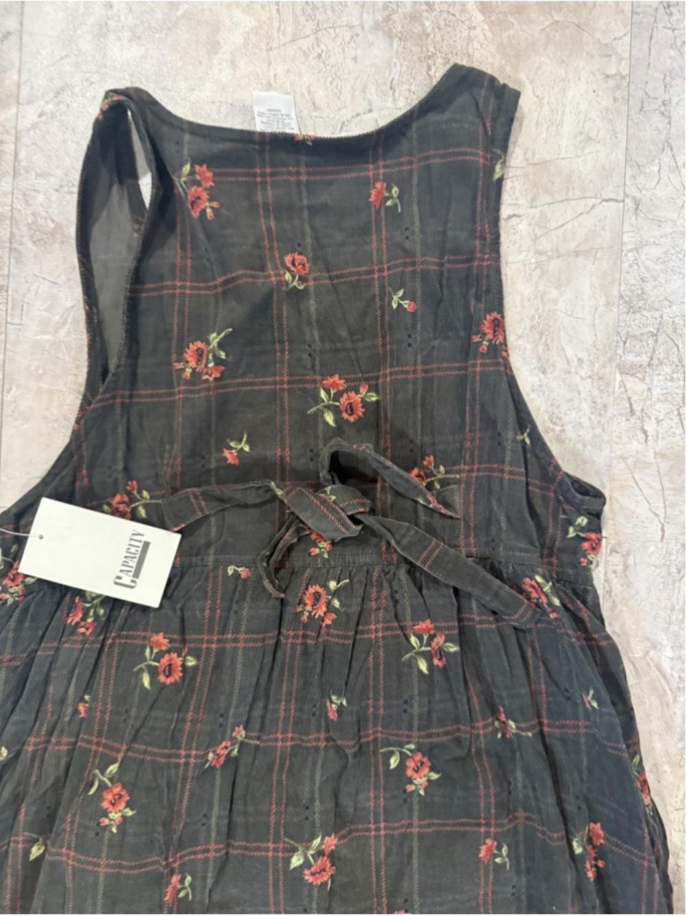 VTG 90’s Capacity Corded Floral Full Button maxi Dress Jumper cotton M NWT - Picture 5 of 6